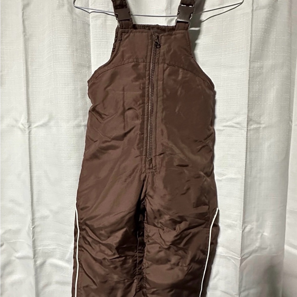 London Fog brand snow suit bibs pants baby toddler girls size 2T brown and pink
